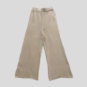 Sincerely Jules Neutral Cream 100% Cotton Textured Cotton Wide Leg Pants - XS